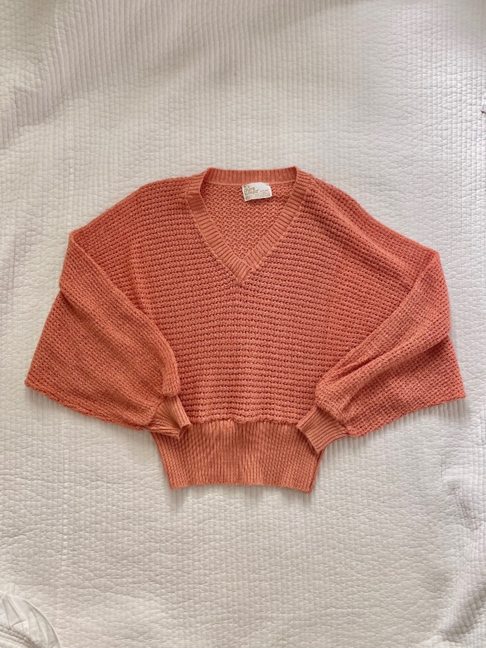 melon pink crochet knit sweater